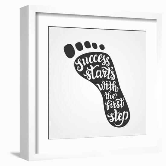 'Success Starts with the First Step' Lettering-Victoria Gripas-Framed Art Print