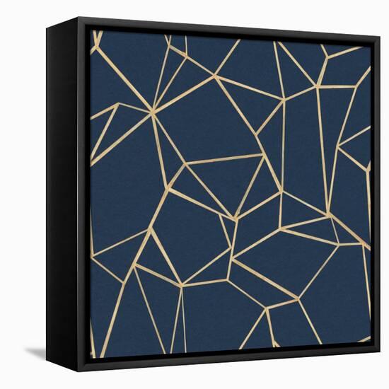 Succulent Pattern Navy-Wild Apple Portfolio-Framed Stretched Canvas