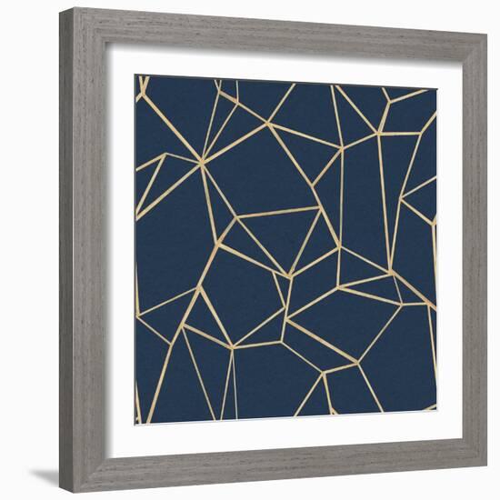 Succulent Pattern Navy-Wild Apple Portfolio-Framed Art Print