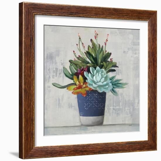 Succulent Still Life I Navy-Julia Purinton-Framed Art Print