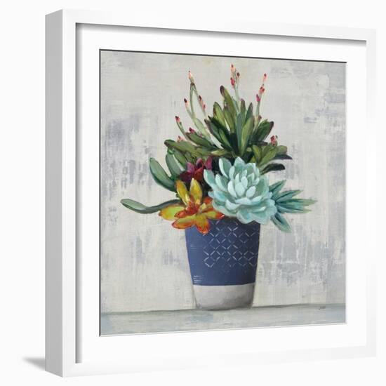 Succulent Still Life I Navy-Julia Purinton-Framed Art Print