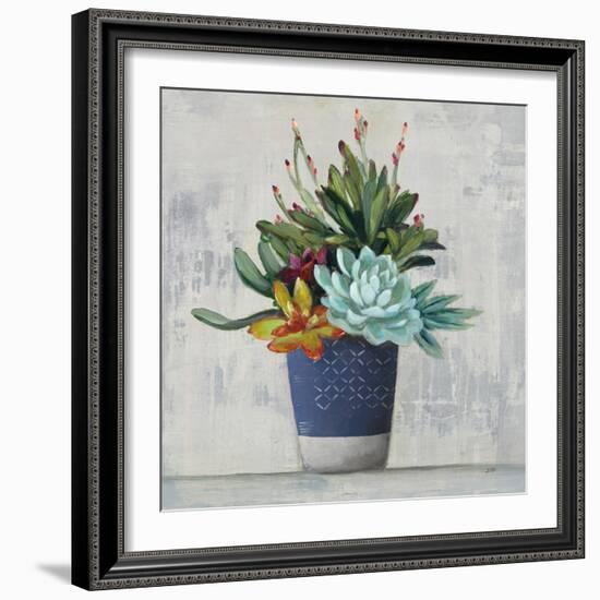 Succulent Still Life I Navy-Julia Purinton-Framed Art Print