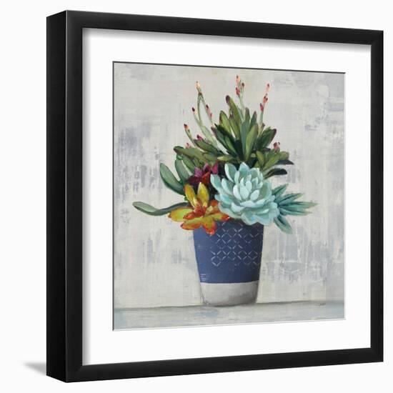 Succulent Still Life I Navy-Julia Purinton-Framed Art Print