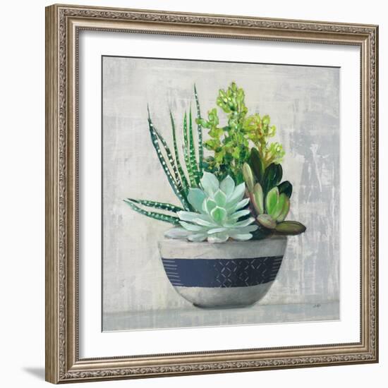 Succulent Still Life II Navy-Julia Purinton-Framed Art Print