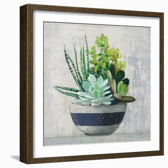 Succulent Still Life II Navy-Julia Purinton-Framed Art Print