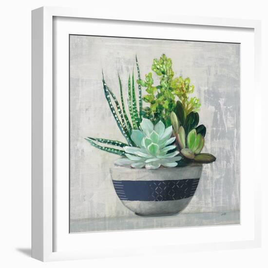 Succulent Still Life II Navy-Julia Purinton-Framed Art Print