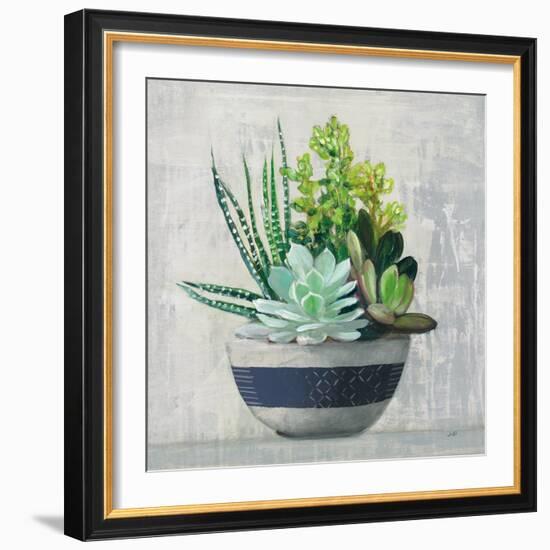 Succulent Still Life II Navy-Julia Purinton-Framed Art Print