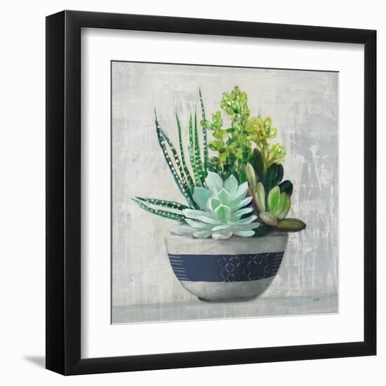 Succulent Still Life II Navy-Julia Purinton-Framed Art Print