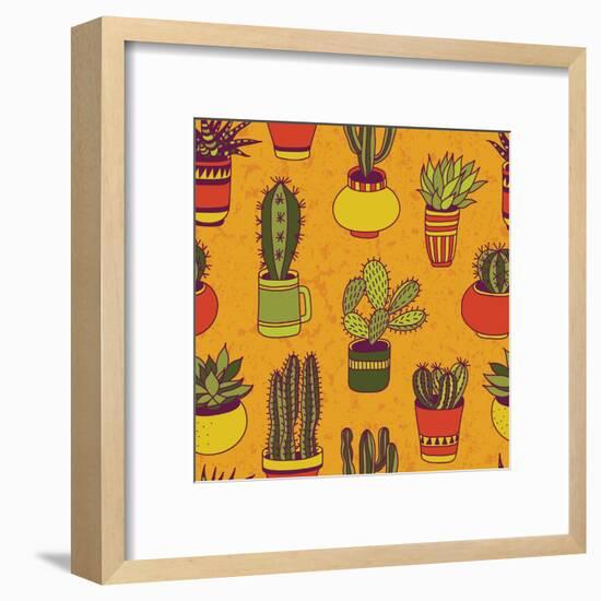 Succulents Garden - Seamless Pattern-LunaSolvo-Framed Art Print