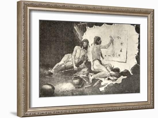 Such as these the shapes they painted, on birch-bark and deer-skin, from The Song of Hiawatha-Frederic Sackrider Remington-Framed Giclee Print