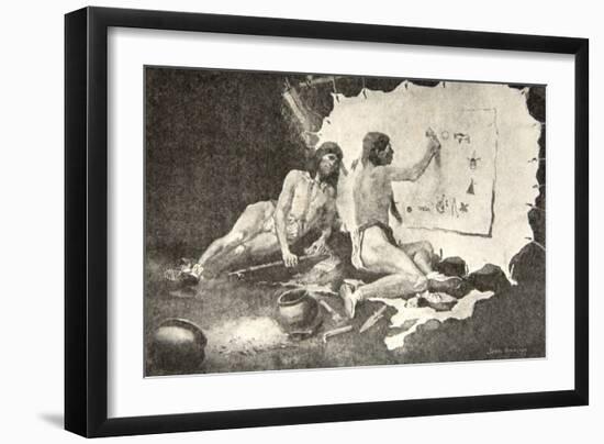 Such as these the shapes they painted, on birch-bark and deer-skin, from The Song of Hiawatha-Frederic Sackrider Remington-Framed Giclee Print