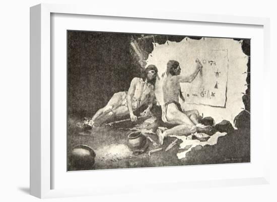 Such as these the shapes they painted, on birch-bark and deer-skin, from The Song of Hiawatha-Frederic Sackrider Remington-Framed Giclee Print