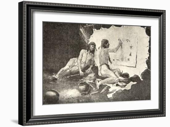 Such as these the shapes they painted, on birch-bark and deer-skin, from The Song of Hiawatha-Frederic Sackrider Remington-Framed Giclee Print