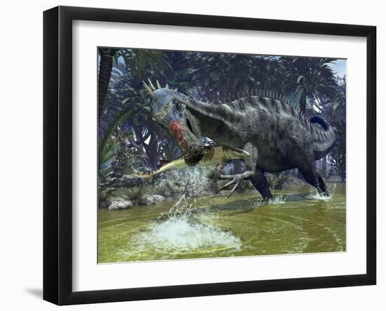 Suchomimus Dinosaur Hunting, Artwork-Walter Myers-Framed Photographic Print