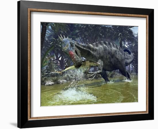 Suchomimus Dinosaur Hunting, Artwork-Walter Myers-Framed Photographic Print