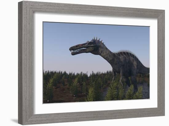 Suchomimus Dinosaur in a Prehistoric Environment-Stocktrek Images-Framed Art Print