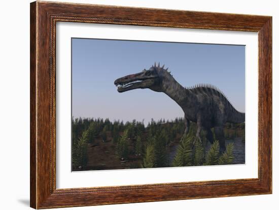 Suchomimus Dinosaur in a Prehistoric Environment-Stocktrek Images-Framed Art Print