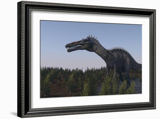 Suchomimus Dinosaur in a Prehistoric Environment-Stocktrek Images-Framed Art Print