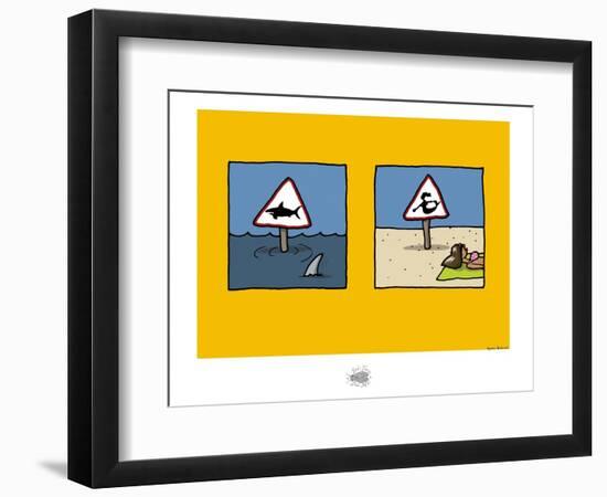 Sud-Mer-Sud-Terre - Dangers de la plage-Sylvain Bichicchi-Framed Premium Giclee Print