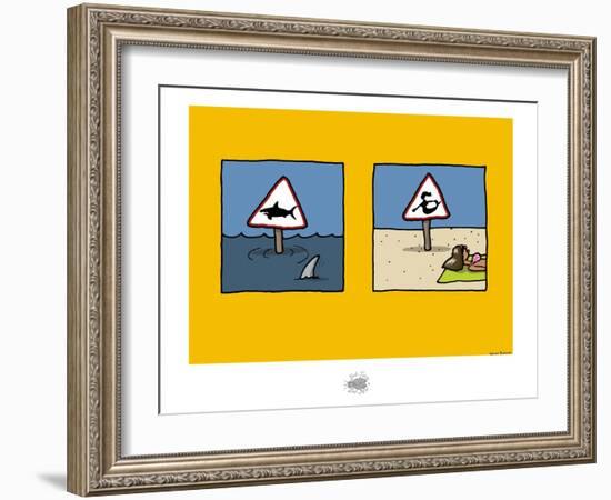 Sud-Mer-Sud-Terre - Dangers de la plage-Sylvain Bichicchi-Framed Art Print