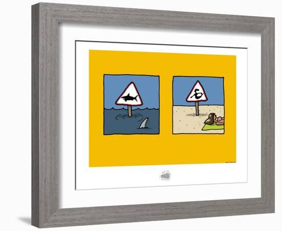 Sud-Mer-Sud-Terre - Dangers de la plage-Sylvain Bichicchi-Framed Art Print