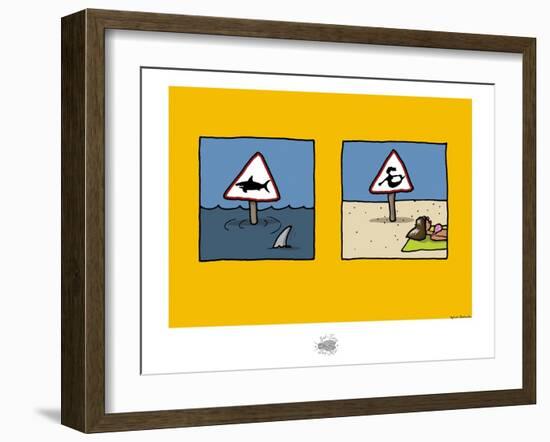 Sud-Mer-Sud-Terre - Dangers de la plage-Sylvain Bichicchi-Framed Art Print