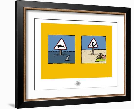 Sud-Mer-Sud-Terre - Dangers de la plage-Sylvain Bichicchi-Framed Art Print