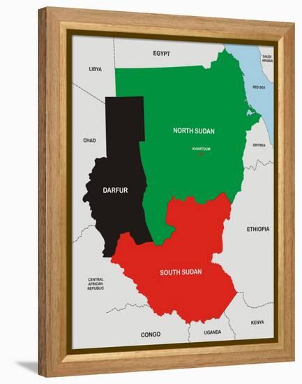 Sudan Map-tony4urban-Framed Stretched Canvas