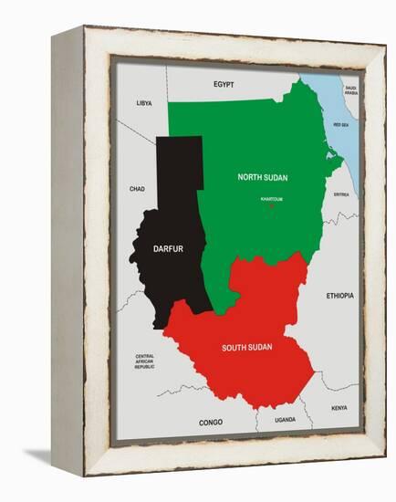 Sudan Map-tony4urban-Framed Stretched Canvas