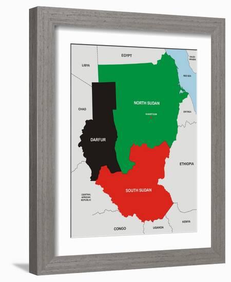 Sudan Map-tony4urban-Framed Art Print