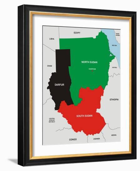 Sudan Map-tony4urban-Framed Art Print