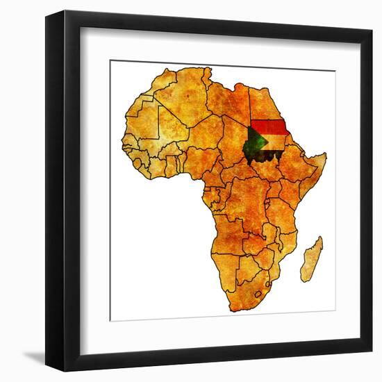 Sudan on Actual Map of Africa-michal812-Framed Art Print