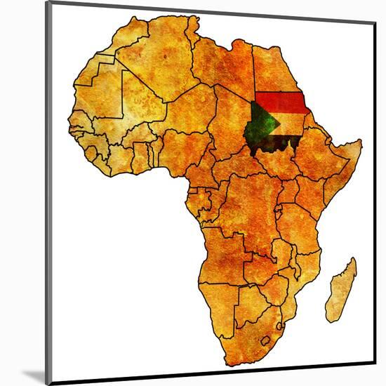 Sudan on Actual Map of Africa-michal812-Mounted Art Print