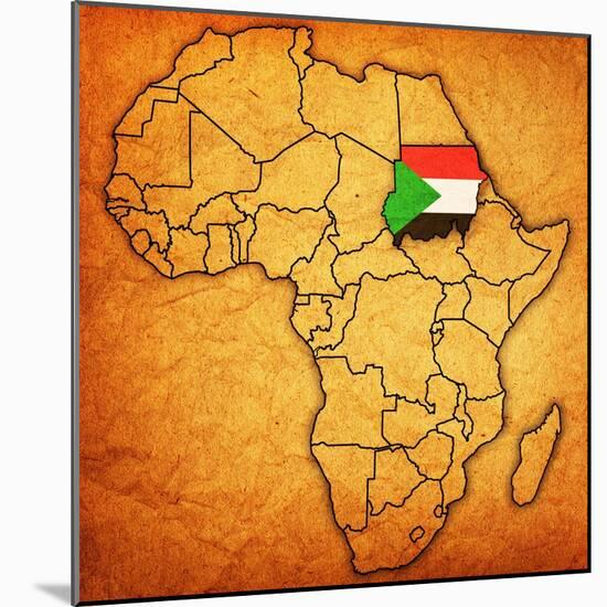 Sudan on Actual Map of Africa-michal812-Mounted Art Print