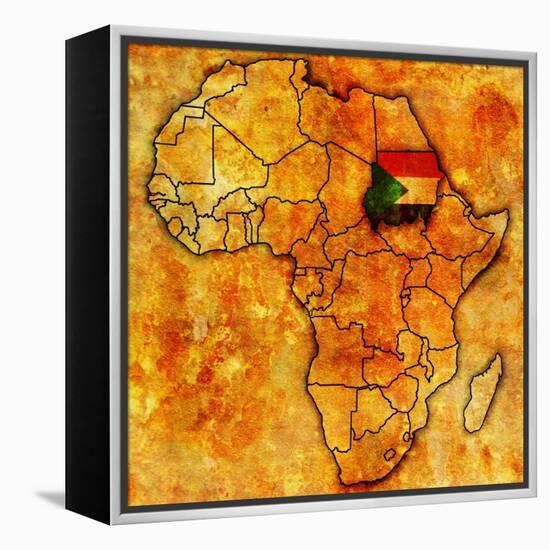 Sudan on Actual Map of Africa-michal812-Framed Stretched Canvas