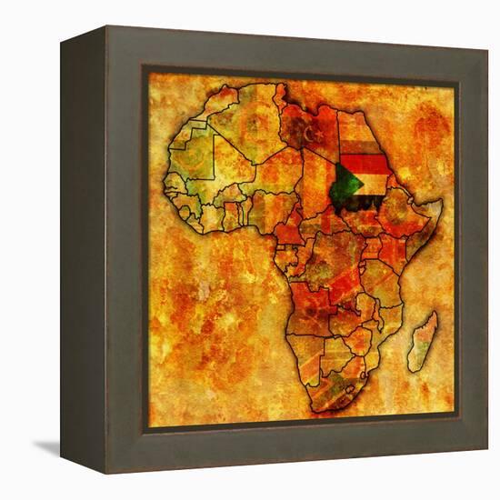 Sudan on Actual Map of Africa-michal812-Framed Stretched Canvas