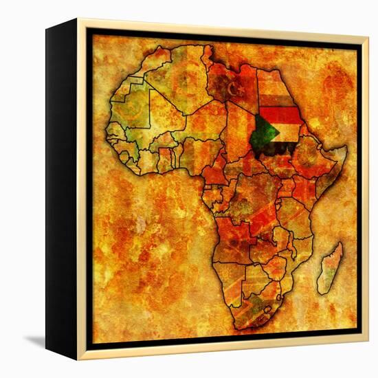 Sudan on Actual Map of Africa-michal812-Framed Stretched Canvas