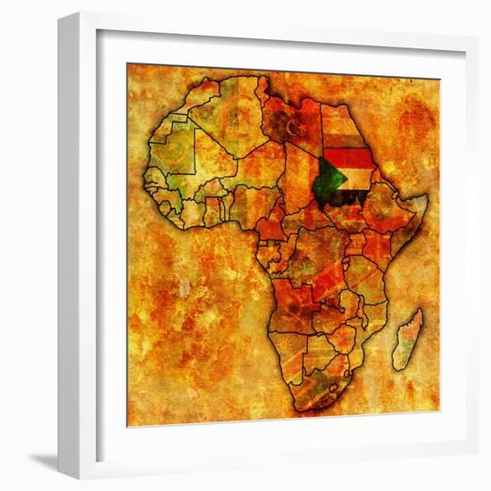 Sudan on Actual Map of Africa-michal812-Framed Art Print