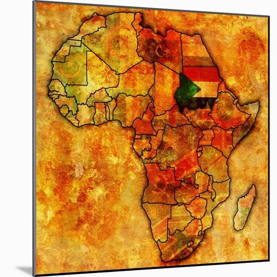 Sudan on Actual Map of Africa-michal812-Mounted Art Print