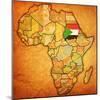 Sudan on Actual Map of Africa-michal812-Mounted Art Print