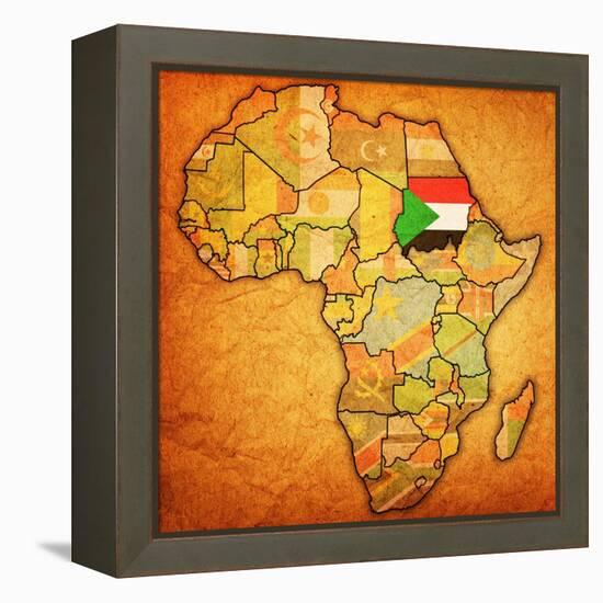 Sudan on Actual Map of Africa-michal812-Framed Stretched Canvas