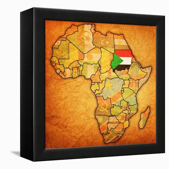 Sudan on Actual Map of Africa-michal812-Framed Stretched Canvas