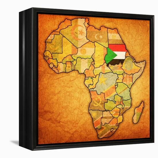 Sudan on Actual Map of Africa-michal812-Framed Stretched Canvas