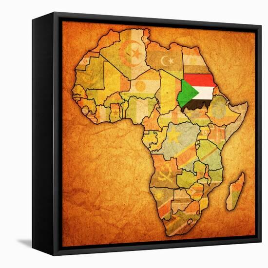 Sudan on Actual Map of Africa-michal812-Framed Stretched Canvas