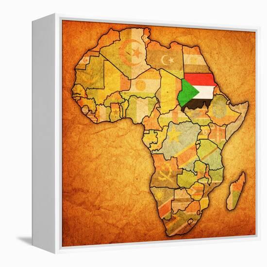 Sudan on Actual Map of Africa-michal812-Framed Stretched Canvas