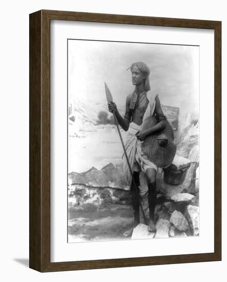 Sudan Warrior with Spear Photograph - Sudan-Lantern Press-Framed Art Print