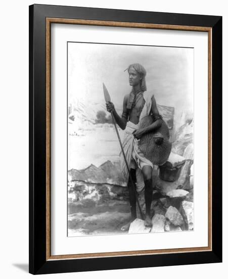 Sudan Warrior with Spear Photograph - Sudan-Lantern Press-Framed Art Print