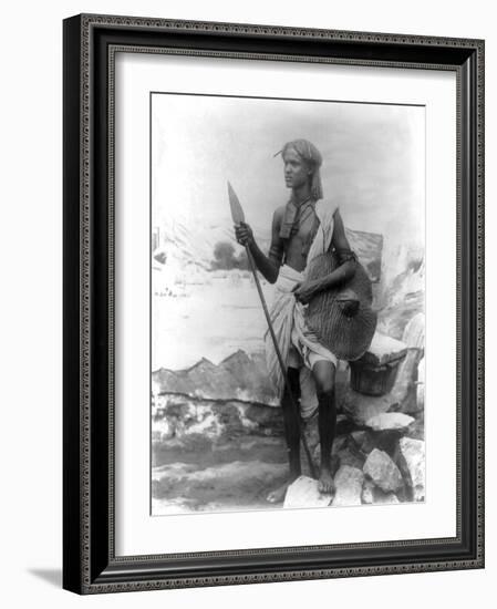 Sudan Warrior with Spear Photograph - Sudan-Lantern Press-Framed Art Print