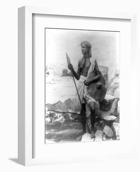 Sudan Warrior with Spear Photograph - Sudan-Lantern Press-Framed Art Print