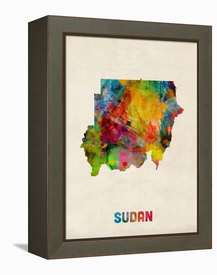 Sudan Watercolor Map-Michael Tompsett-Framed Stretched Canvas